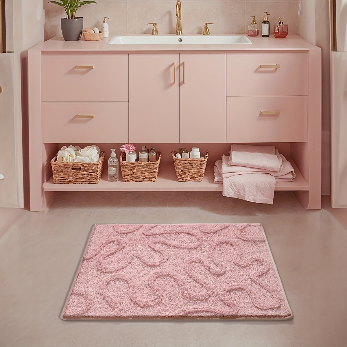 Coral Swirl Flocked Rug