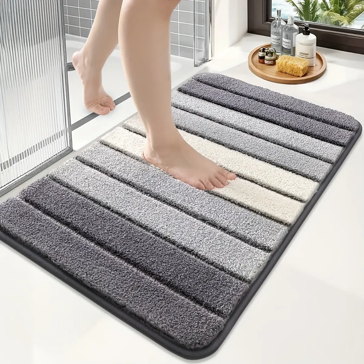Gradient Stripe Flocked Rug