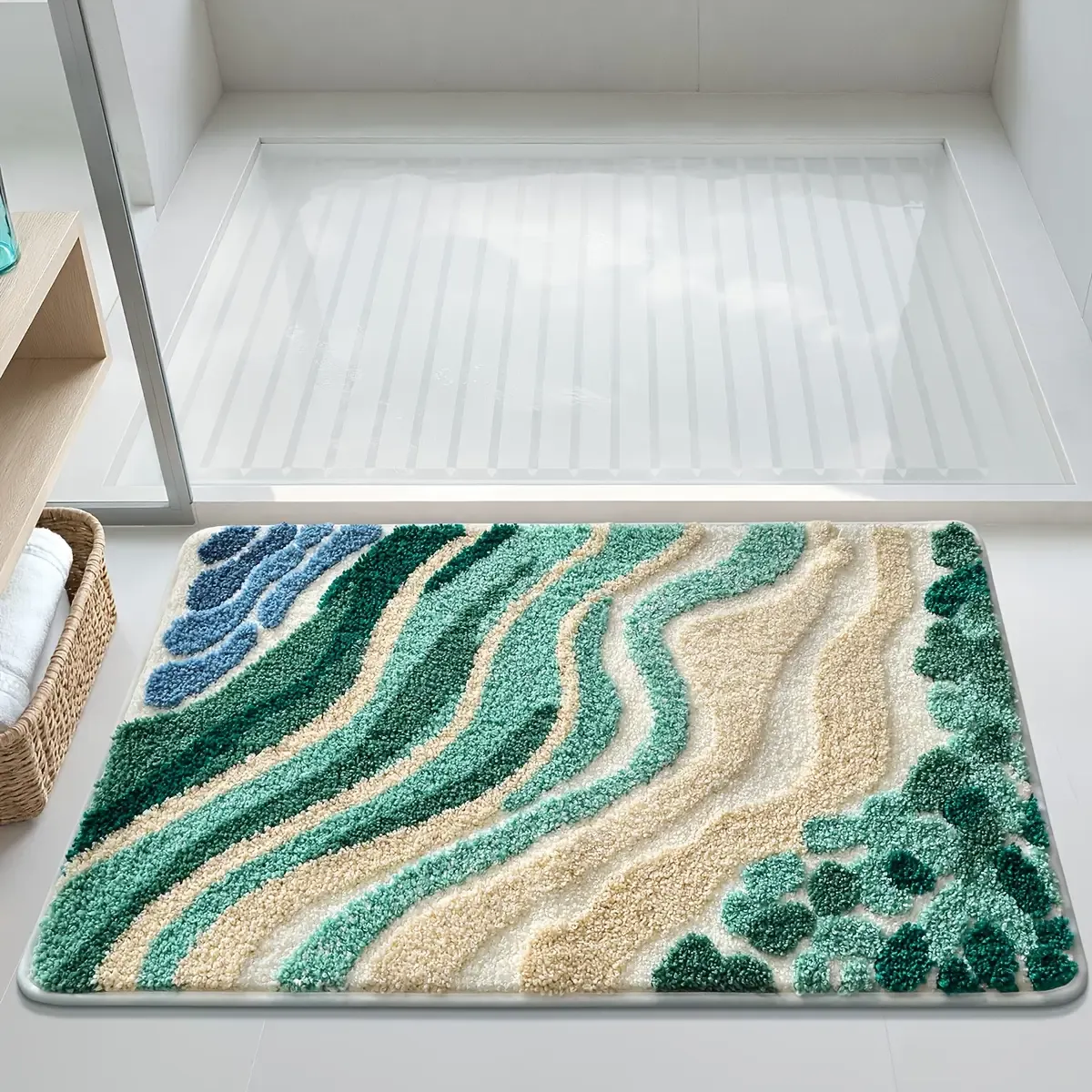 Verdant Wave Flocked Rug