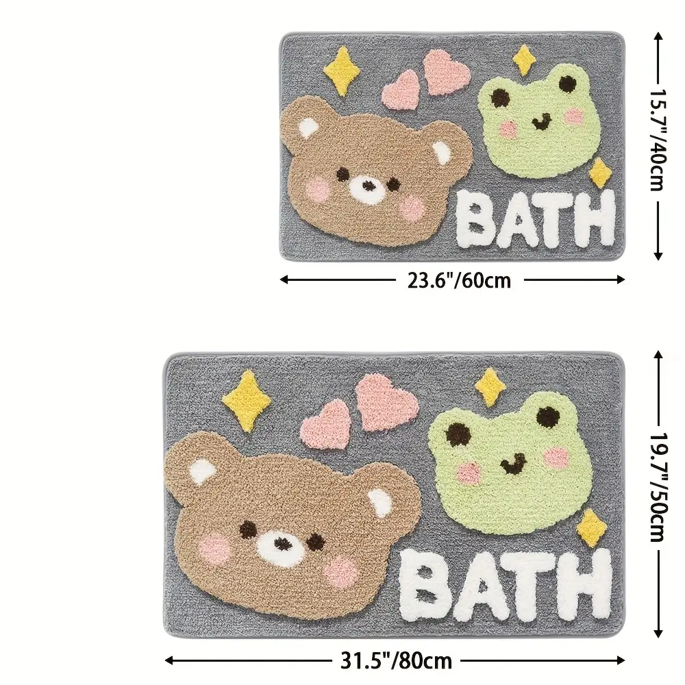 Cute Bear & Frog Flocked Rug