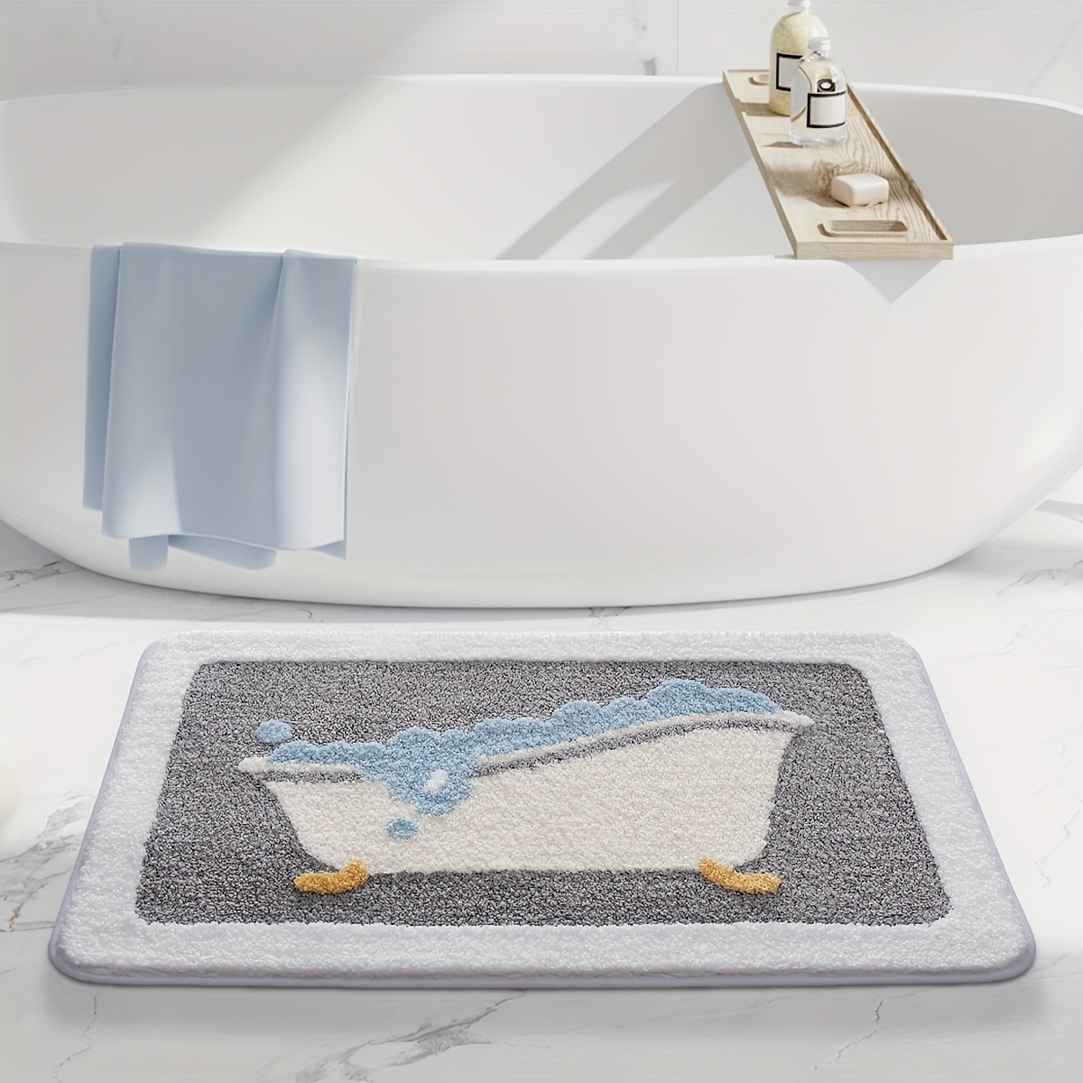 Bubble Bath Tub Flocked Rug