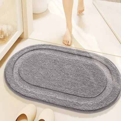 Solid Color Oval Flocked Rug