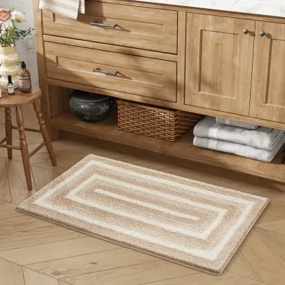 Geometric Border Flocked Rug