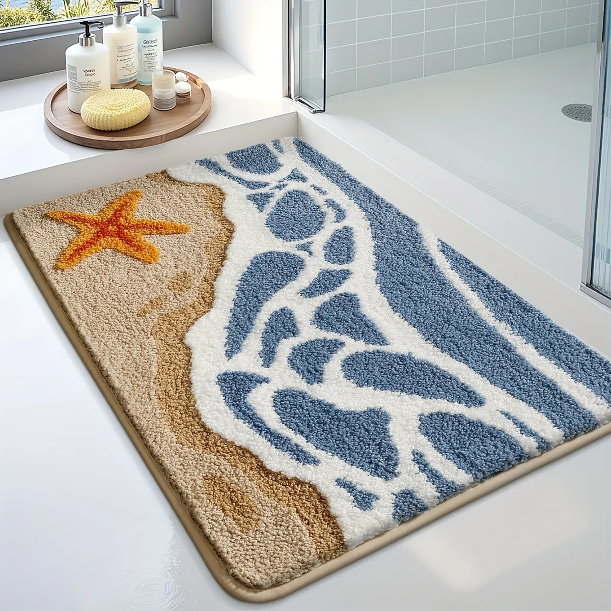 Seaside Starfish Flocked Rug 