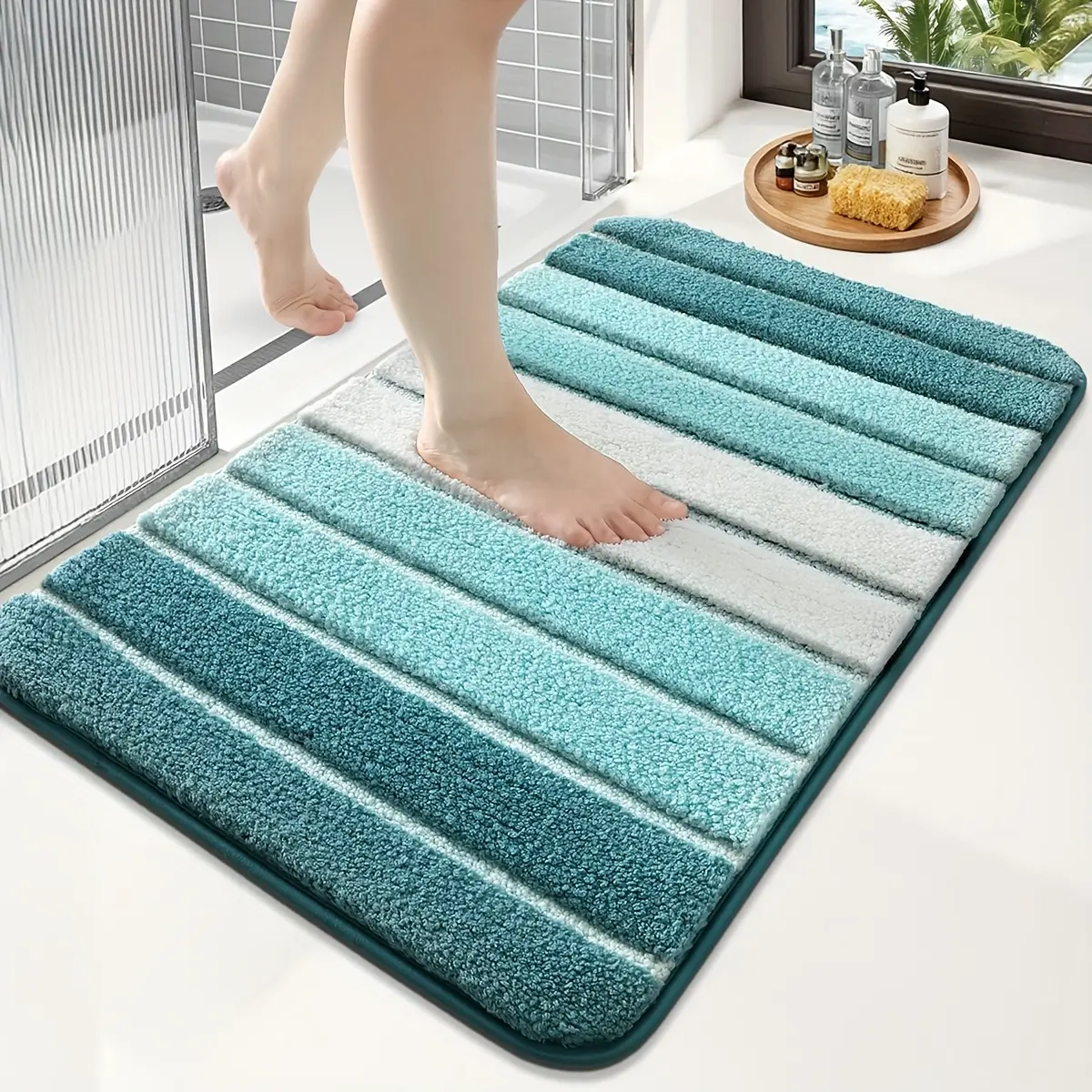 Gradient Stripe Flocked Rug