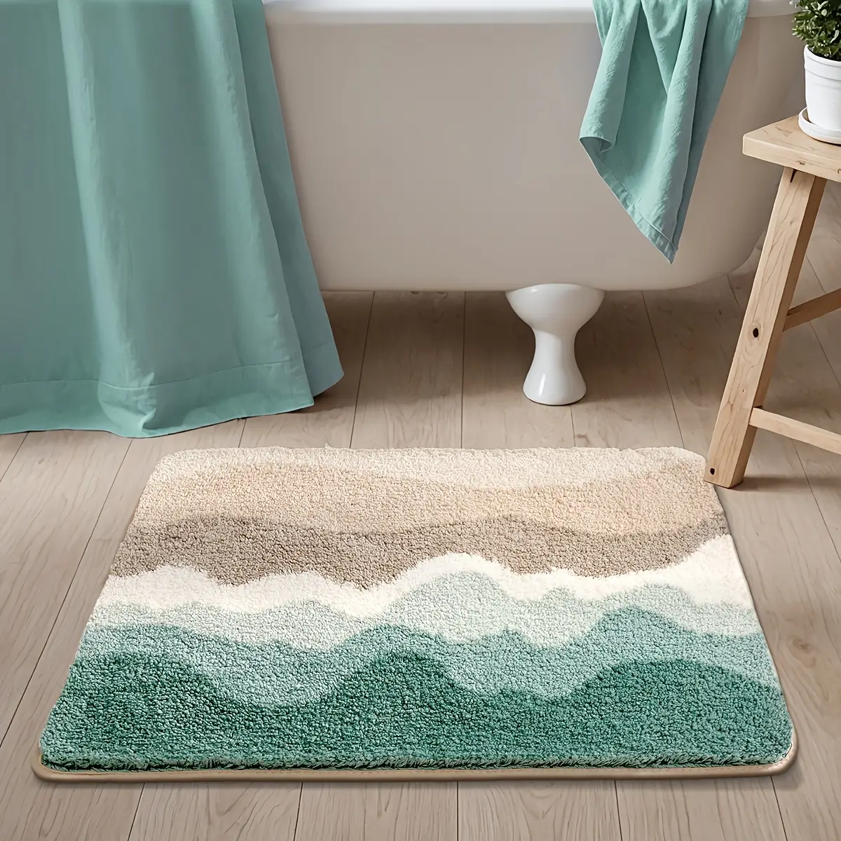 Beach Wave Layered Flocked Rug