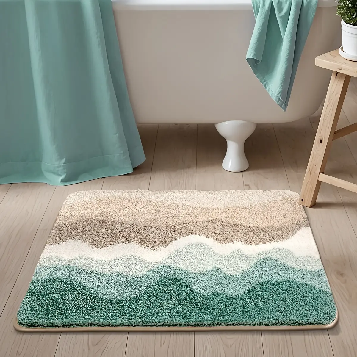 Beach Wave Layered Flocked Rug