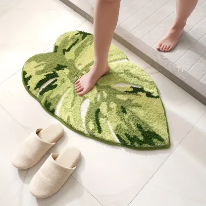 Monstera Leaf Shaped Flocked Rug