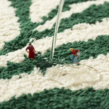 Palm Leaf Silhouette Flocked Rug