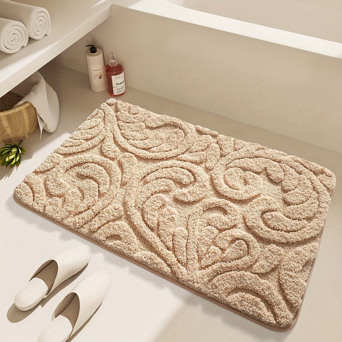 Ornate Curlicue Flocked Rug