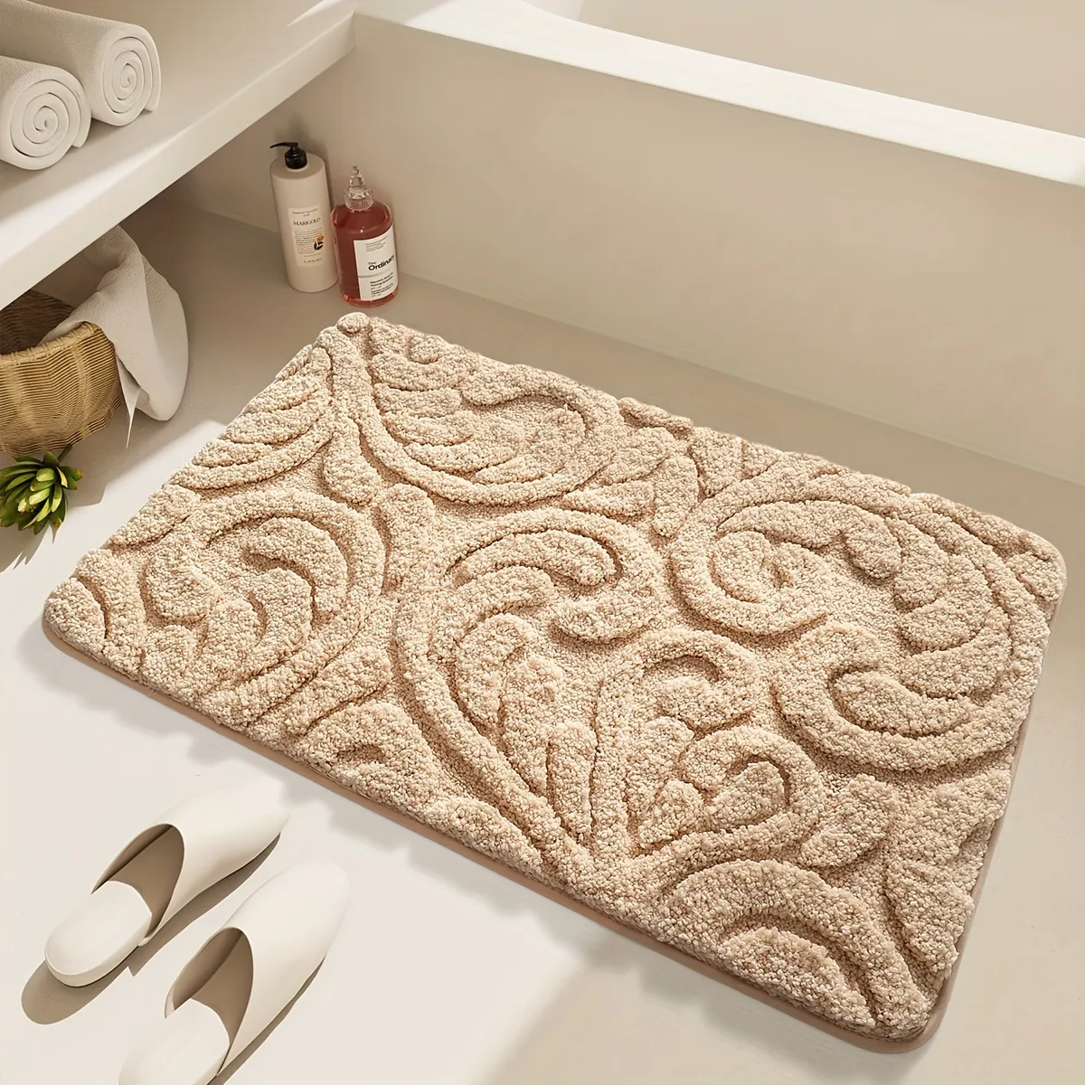 Ornate Curlicue Flocked Rug