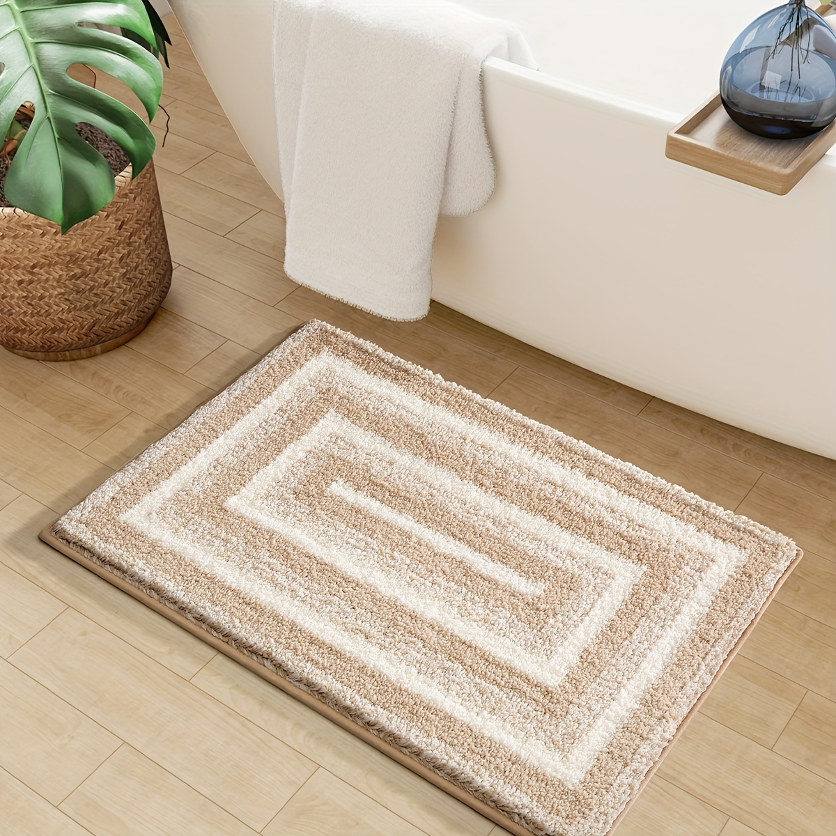 Geometric Border Flocked Rug