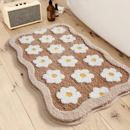 Boho Floral Daisy Flocked Rug