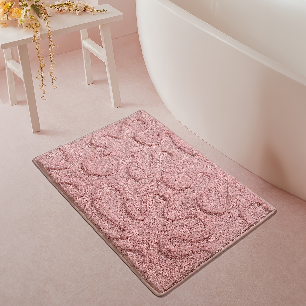 Coral Swirl Flocked Rug