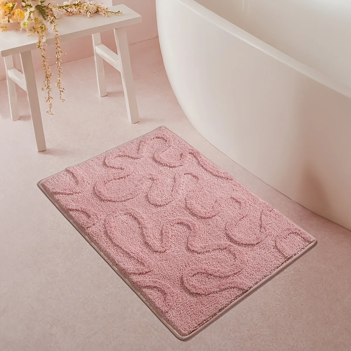 Coral Swirl Flocked Rug