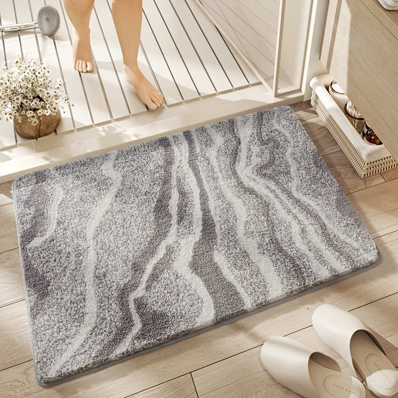 Grey Wavy Flocked Rug