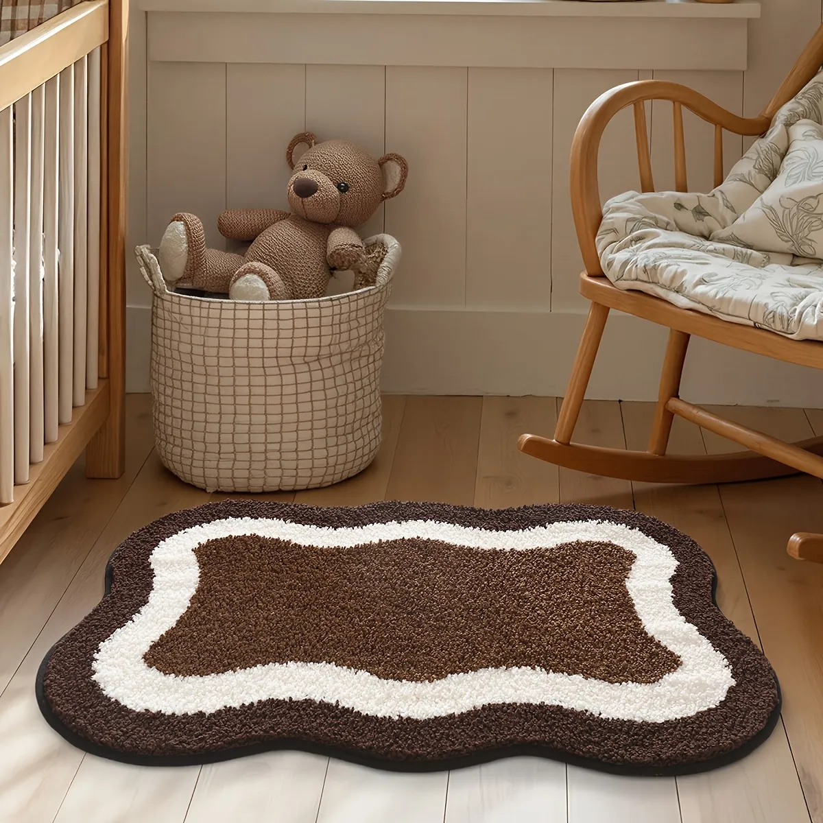 Brown Layered Outline Flocked Rug