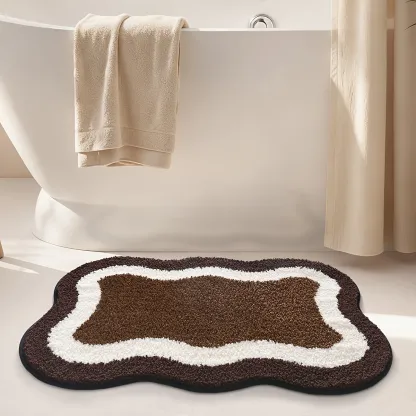 Brown Layered Outline Flocked Rug