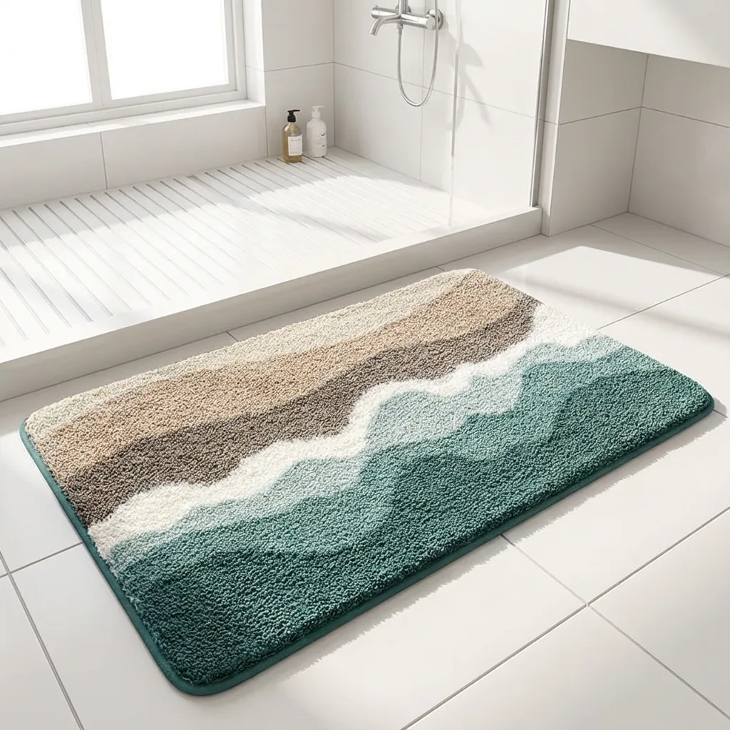 Beach Wave Layered Flocked Rug