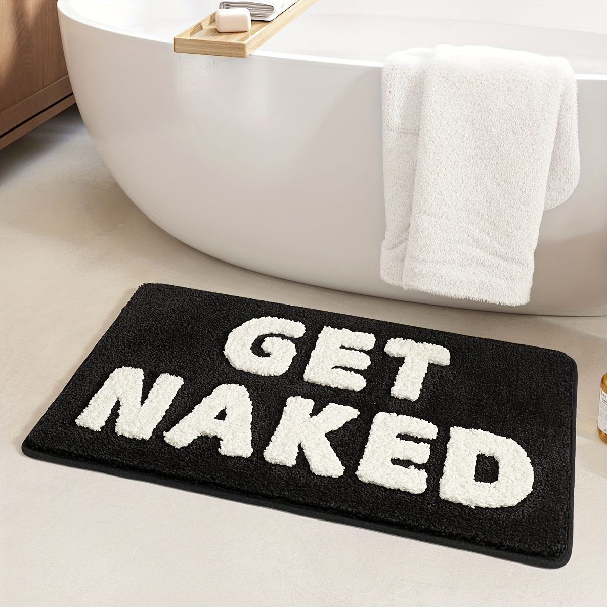 Bathroom Humor "Get Naked" Flocked Rug