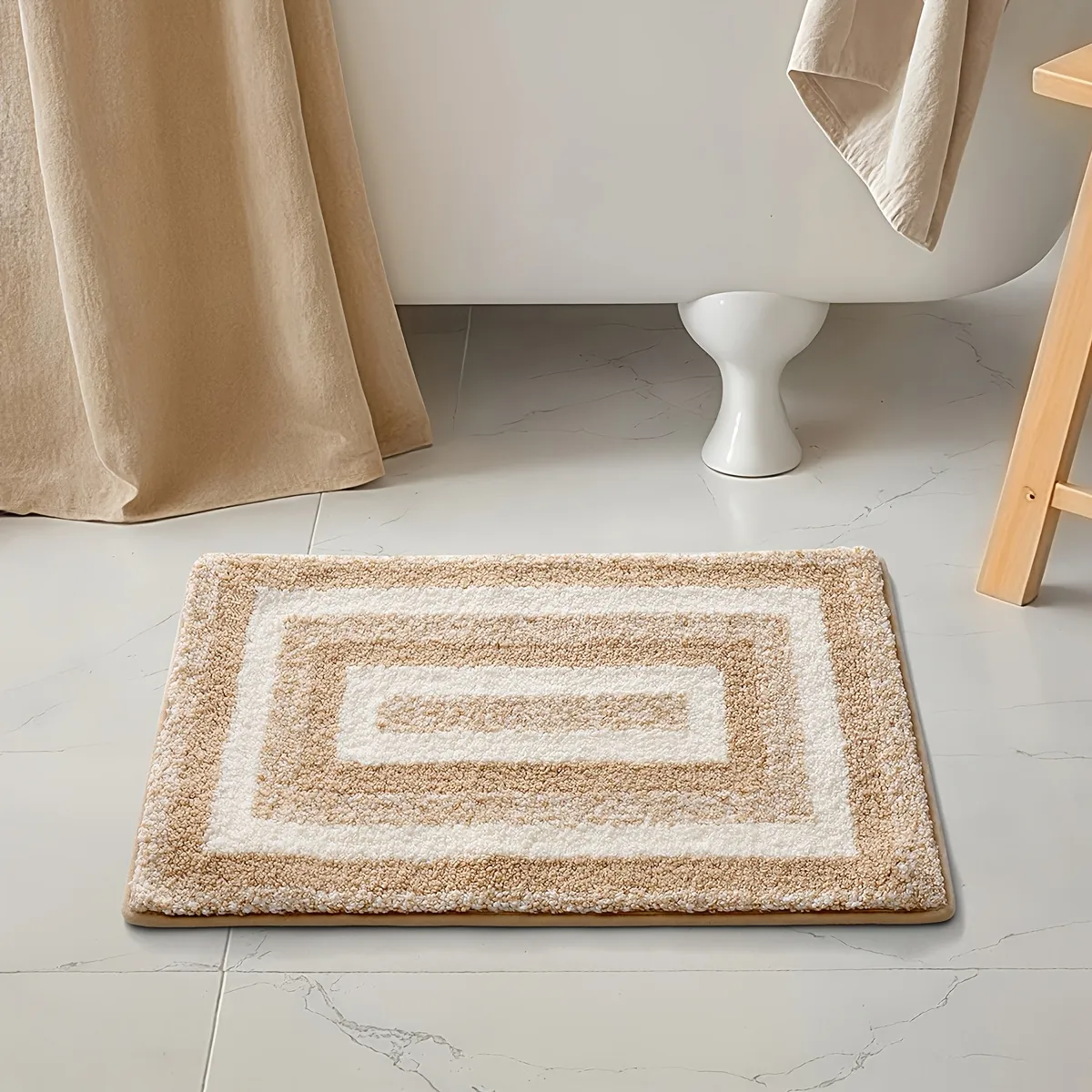 Geometric Border Flocked Rug