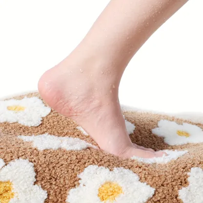 Boho Floral Daisy Flocked Rug