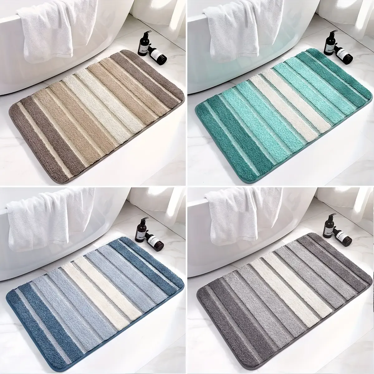Gradient Stripe Flocked Rug