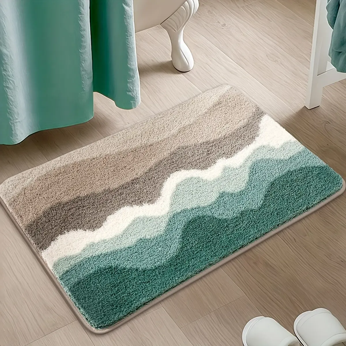 Beach Wave Layered Flocked Rug