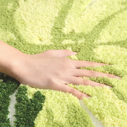 Tropical Leaf Flocked Rug