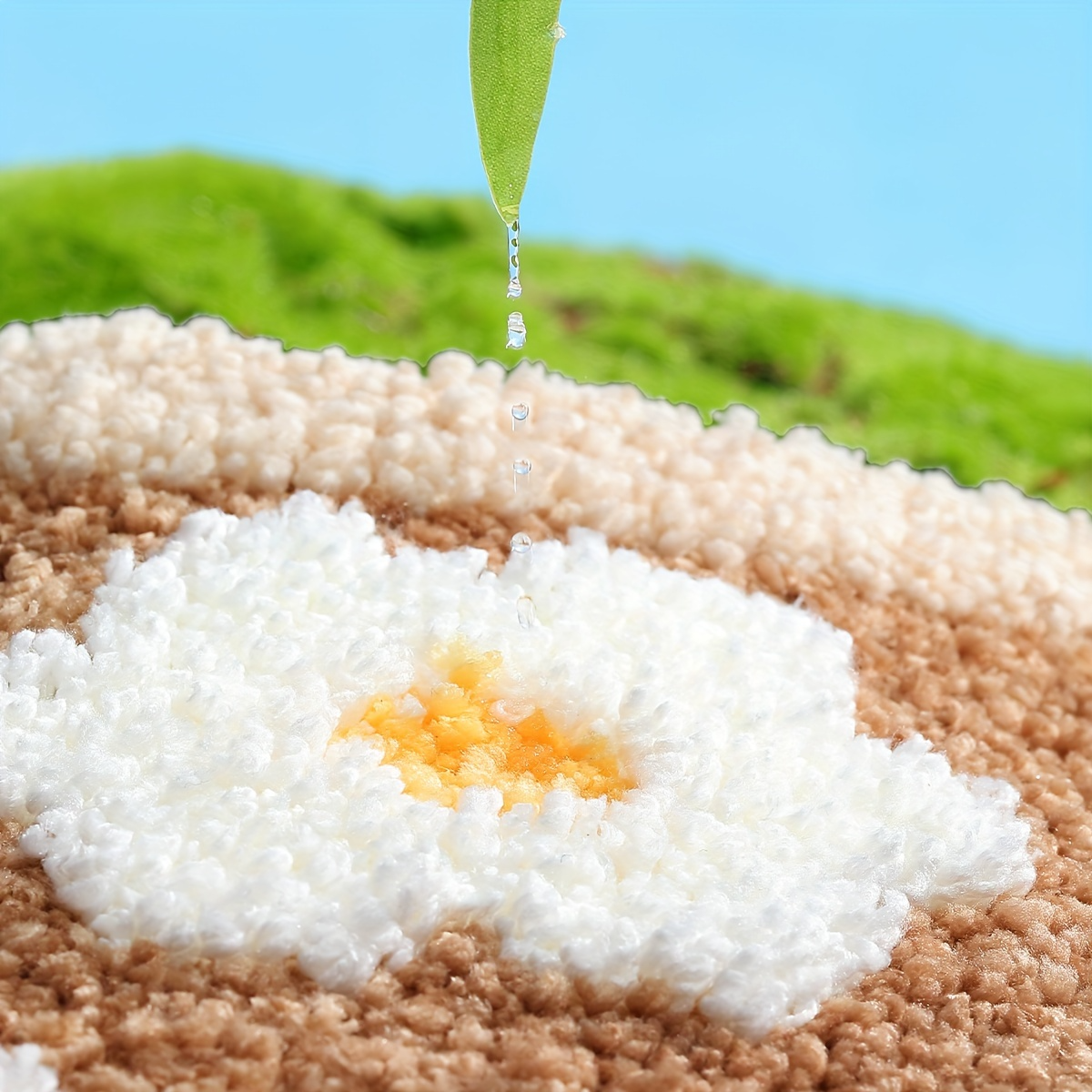 Boho Floral Daisy Flocked Rug