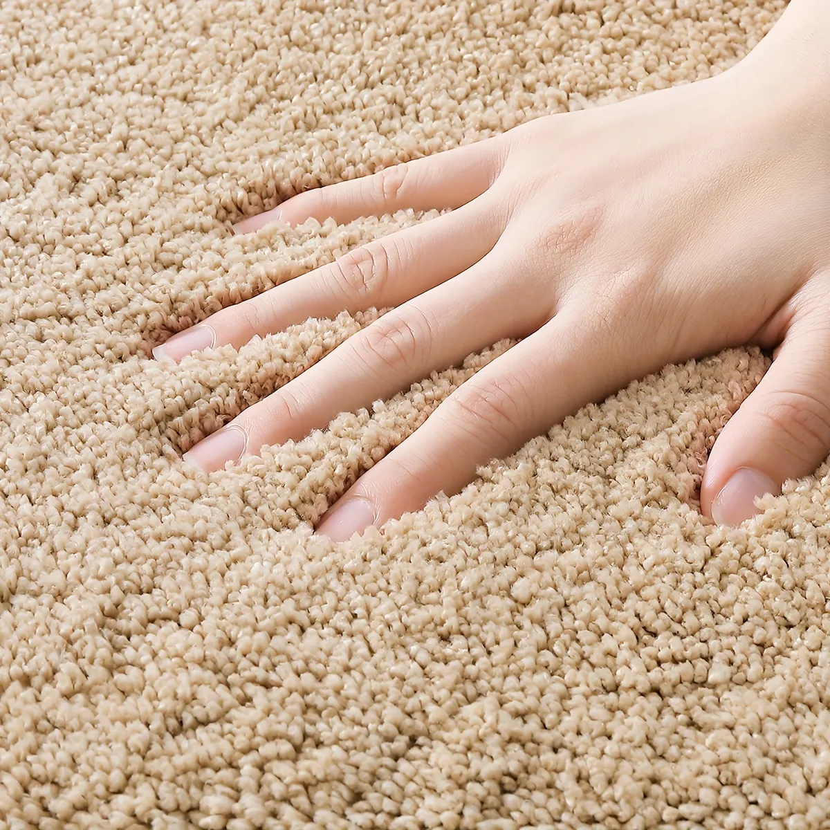 Solid Color Oval Flocked Rug