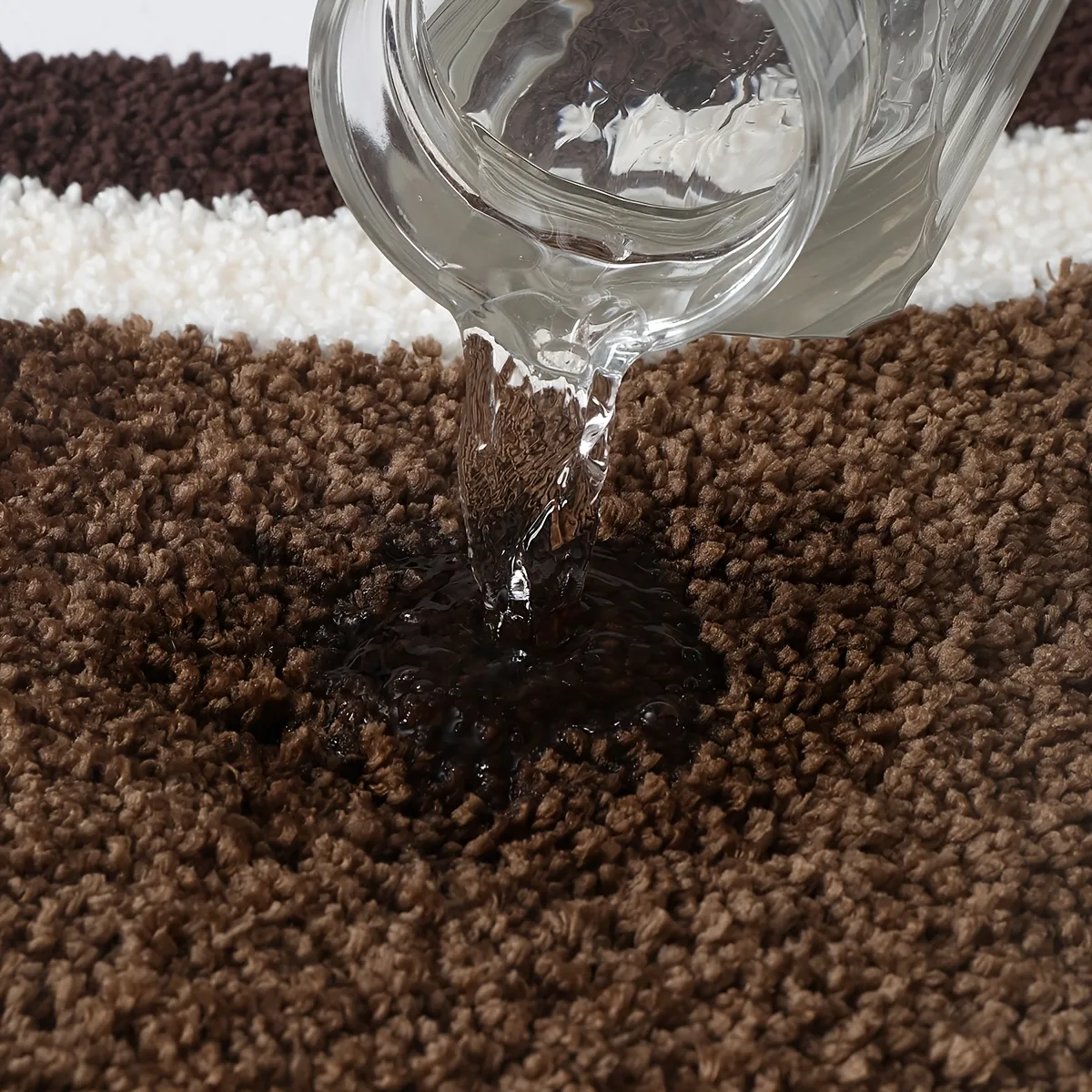 Brown Layered Outline Flocked Rug