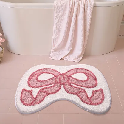 Pink Bowed Flocked Rug