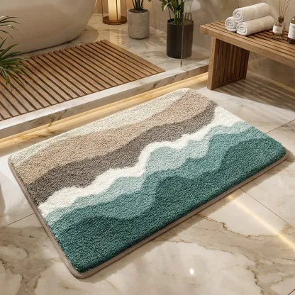 Beach Wave Layered Flocked Rug