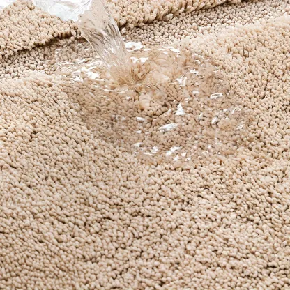 Solid Color Oval Flocked Rug