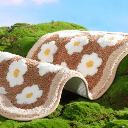 Boho Floral Daisy Flocked Rug