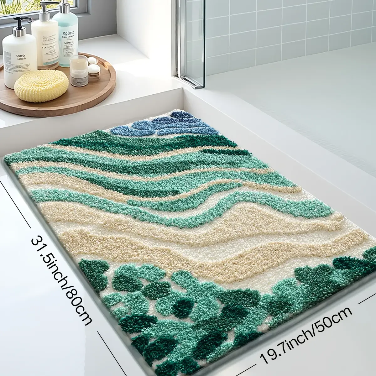 Verdant Wave Flocked Rug