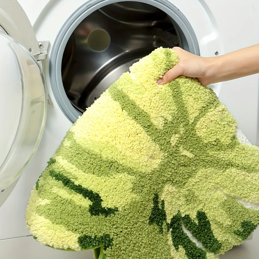 Tropical Leaf Flocked Rug