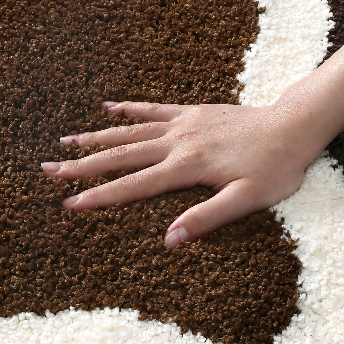 Brown Layered Outline Flocked Rug