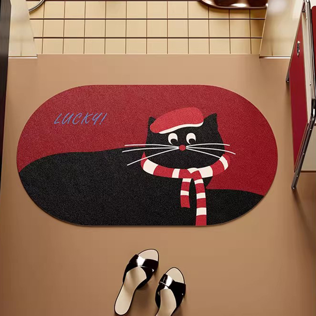 Lucky Black Cat Diatomaceous Earth Mat