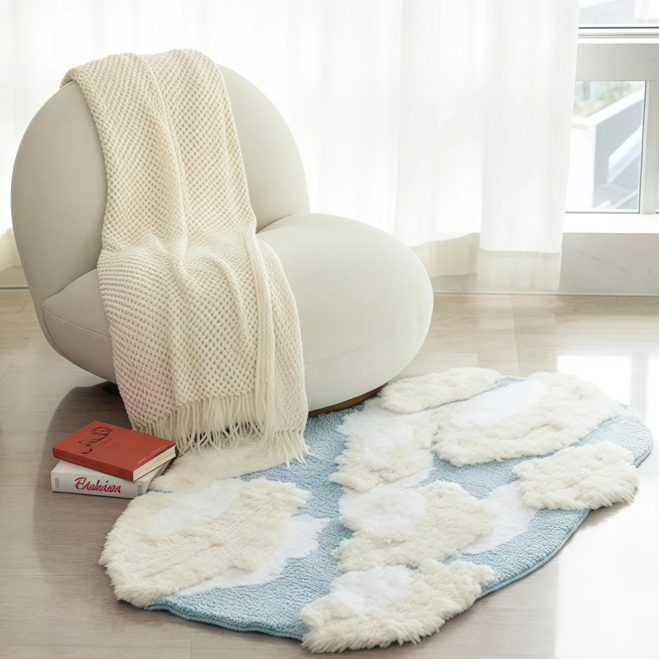 Blue Sky Flocked Rug