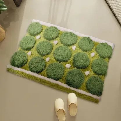 Green Circle Flocked Rug