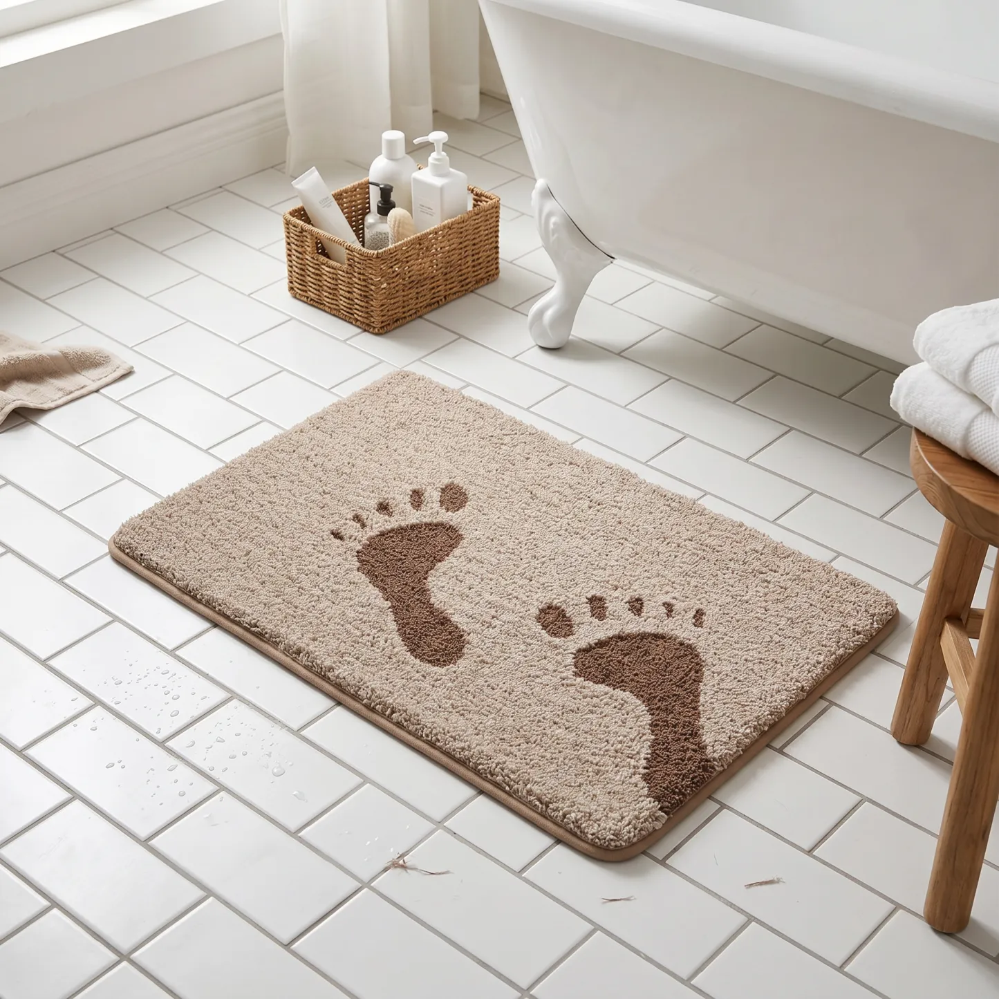 Strolling Moments Footprint Flocked Rug
