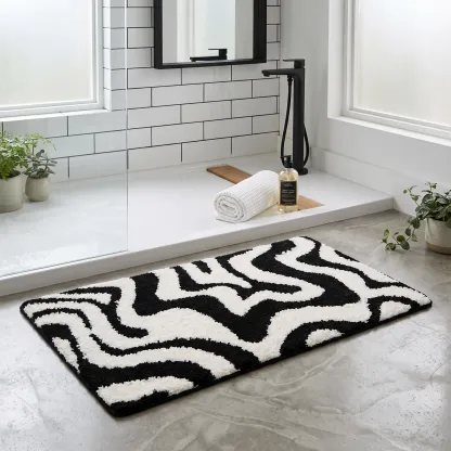 Modern Zebra Swirl Flocked Rug