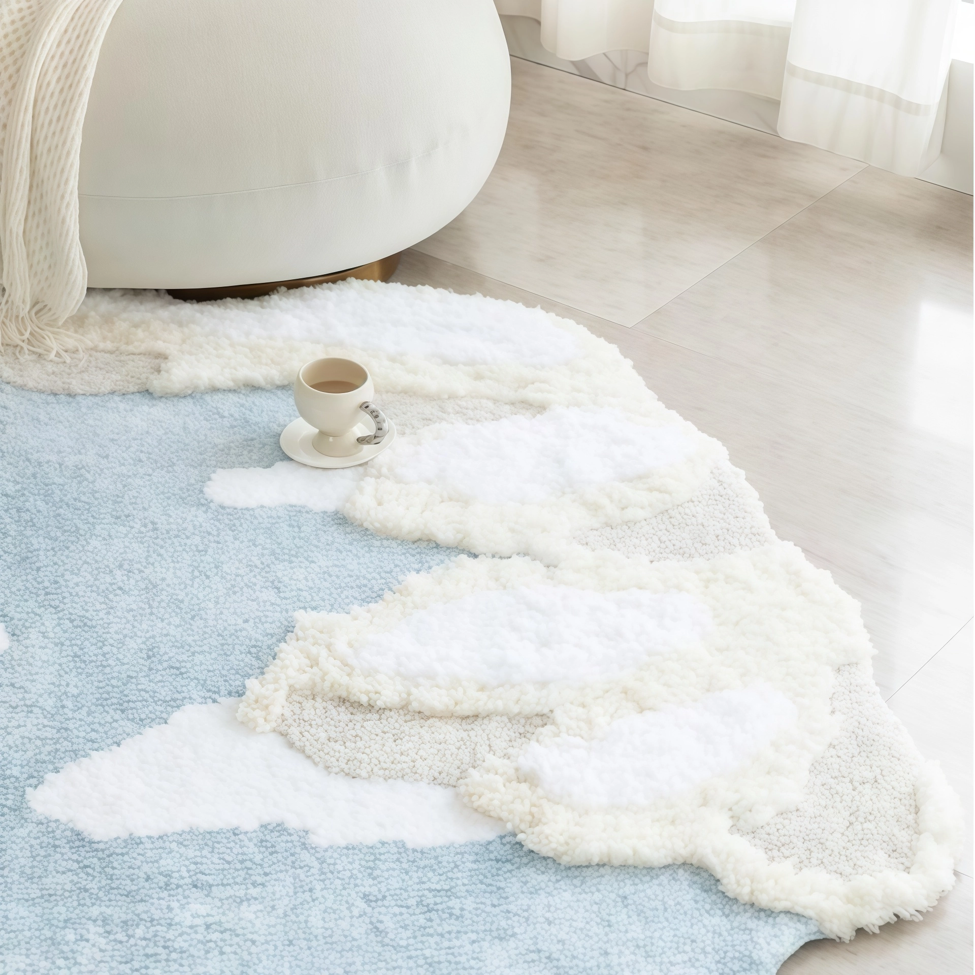 Blue Sky Flocked Rug
