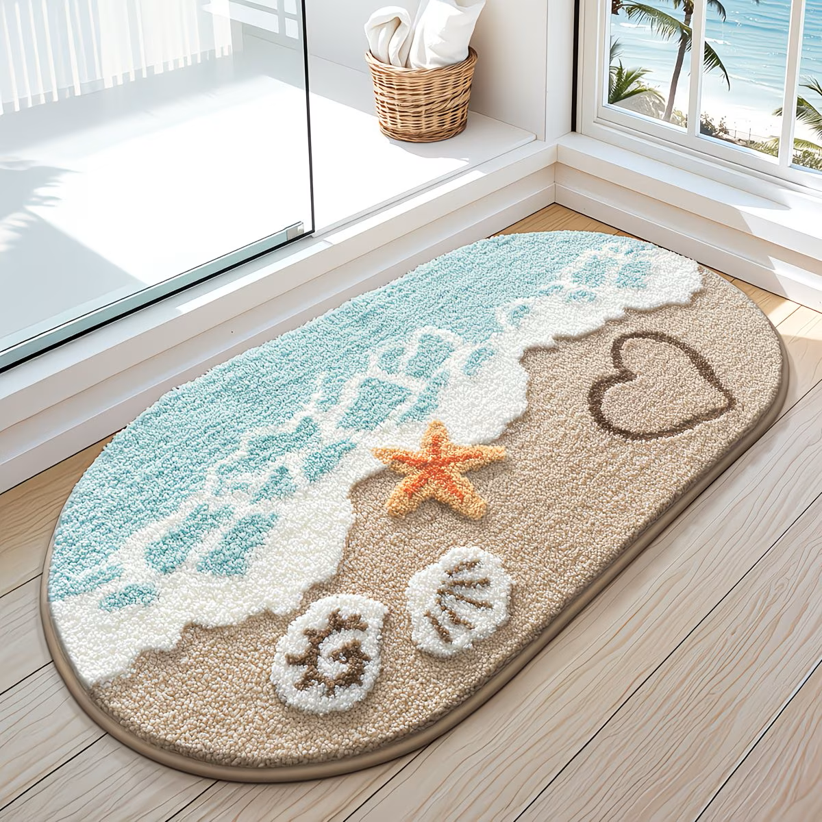Coastal Wave Flocked Rug