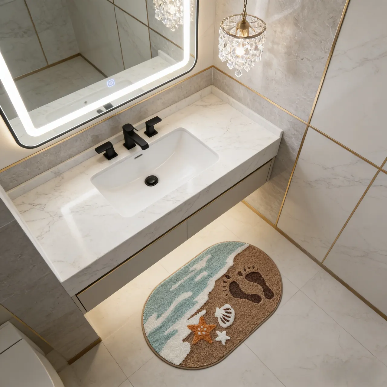 Sandy Beach Flocked Rug