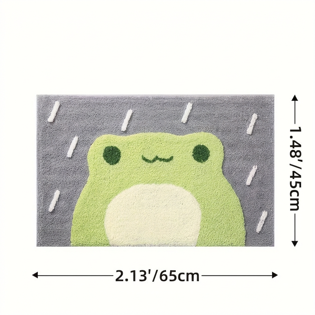 Rainy Day Frog Flocked Rug