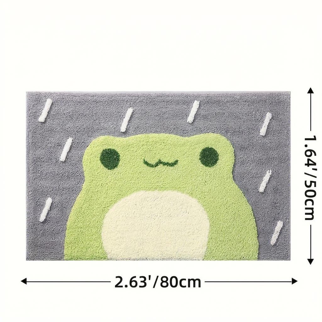 Rainy Day Frog Flocked Rug