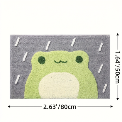 Rainy Day Frog Flocked Rug
